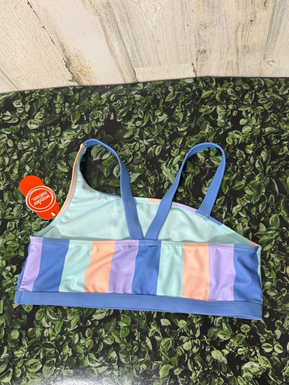 wonder nation Girls Striped Pastel Bikini Top - Blue, Mint, Lavender, Peach - Picture 2 of 7